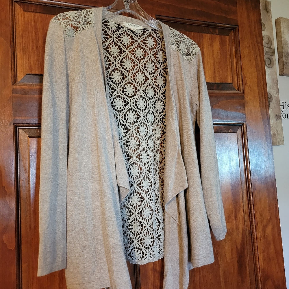 Taupe Cardigan Lace Back